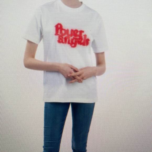 NWT GANNI POWER ANGELS WHITE COTTON TEE. M - Picture 2 of 9